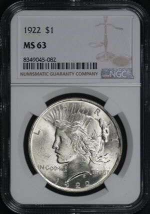 Obverse of this 1922 Peace Dollar NGC MS-63