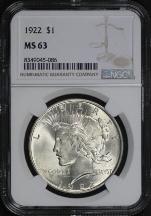 Obverse of this 1922 Peace Dollar NGC MS-63