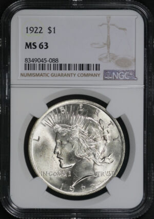 Obverse of this 1922 Peace Dollar NGC MS-63