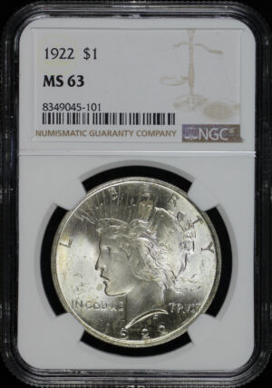 Obverse of this 1922 Peace Dollar NGC MS-63