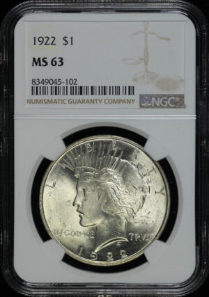 Obverse of this 1922 Peace Dollar NGC MS-63