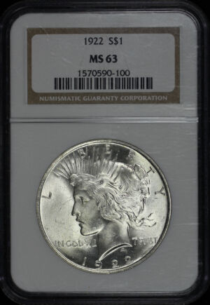 Obverse of this 1922 Peace Dollar NGC MS-63