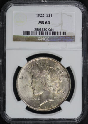 Obverse of this 1922 Peace Dollar NGC MS-64