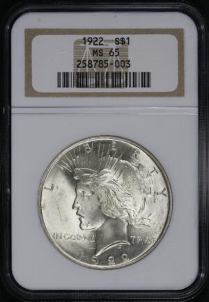 Obverse of this 1922 Peace Dollar NGC MS-65