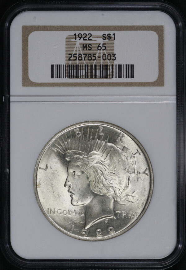 Obverse of this 1922 Peace Dollar NGC MS-65