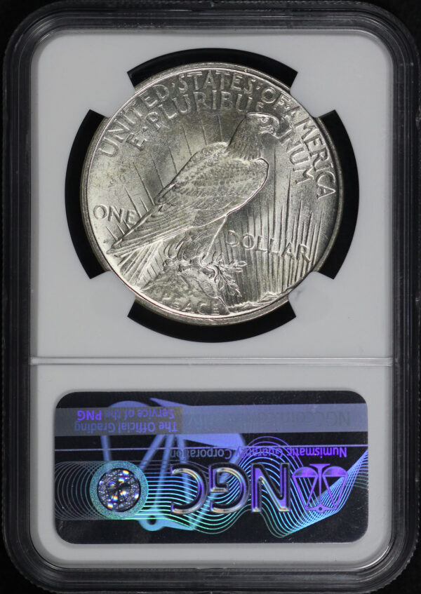 Reverse of this 1922-D Peace Dollar NGC Brilliant Uncirculated 100th Anniversary Label