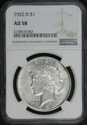 Obverse of this 1922-D Peace Dollar NGC AU-58