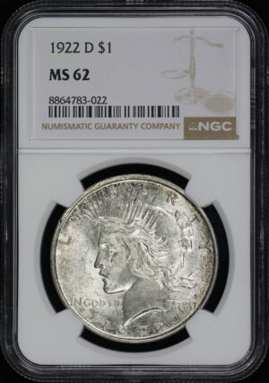 Obverse of this 1922-D Peace Dollar NGC MS-62