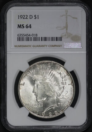Obverse of this 1922-D Peace Dollar NGC MS-64