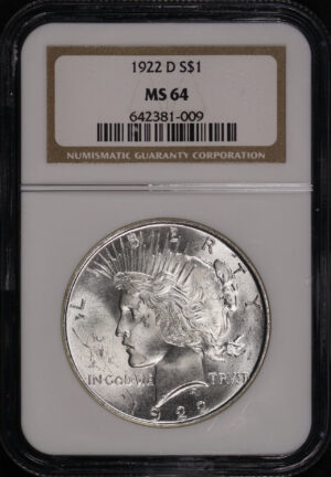 Obverse of this 1922-D Peace Dollar NGC MS-64