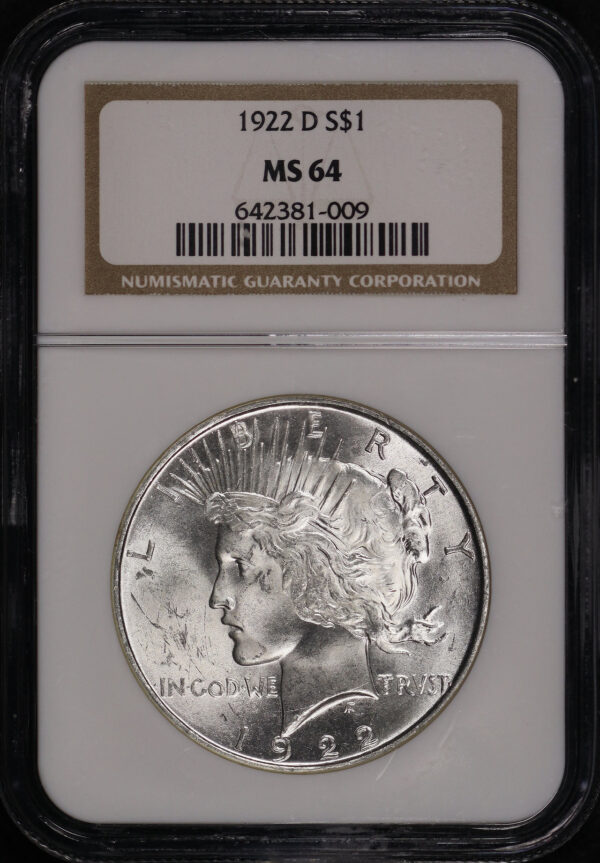 Obverse of this 1922-D Peace Dollar NGC MS-64