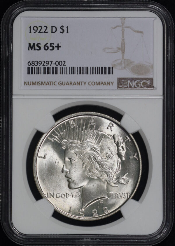 Obverse of this 1922-D Peace Dollar NGC MS-65+