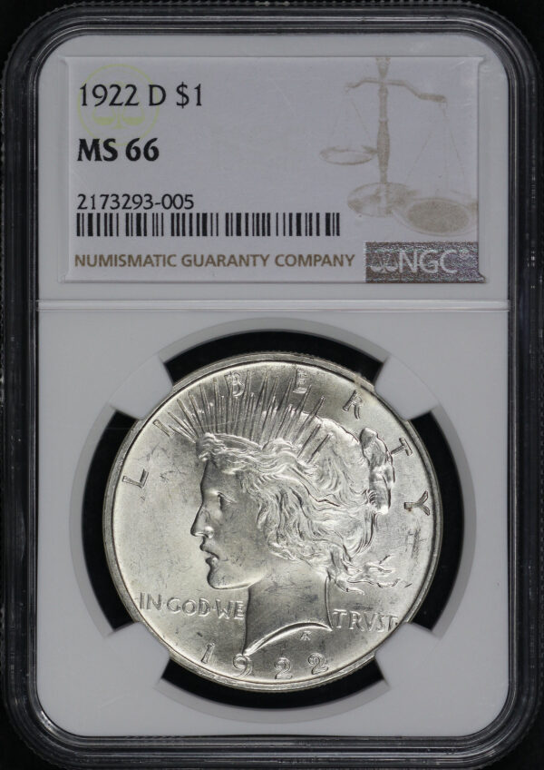 Obverse of this 1922-D Peace Dollar NGC MS-66
