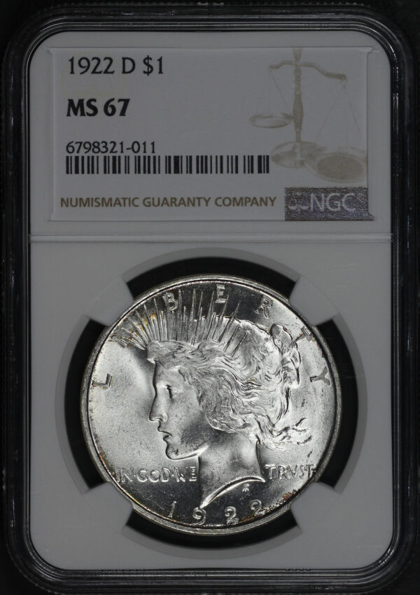 Obverse of this 1922-D Peace Dollar NGC MS-67