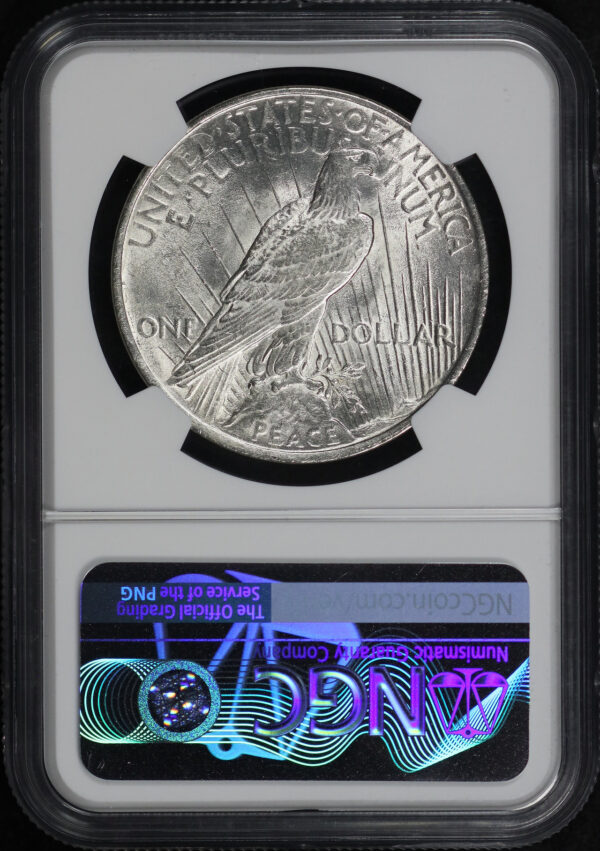 Reverse of this 1923 Peace Dollar NGC Brilliant Uncirculated 100th Anniversary Label