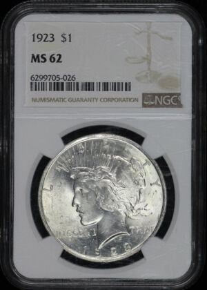 Obverse of this 1923 Peace Dollar NGC MS-62