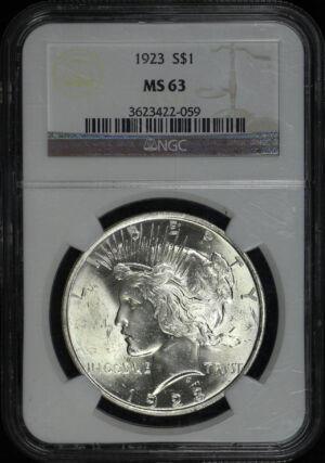 Obverse of this 1923 Peace Dollar NGC MS-63