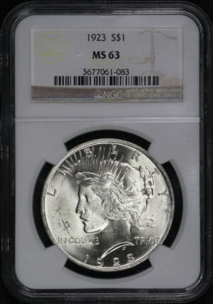 Obverse of this 1923 Peace Dollar NGC MS-63