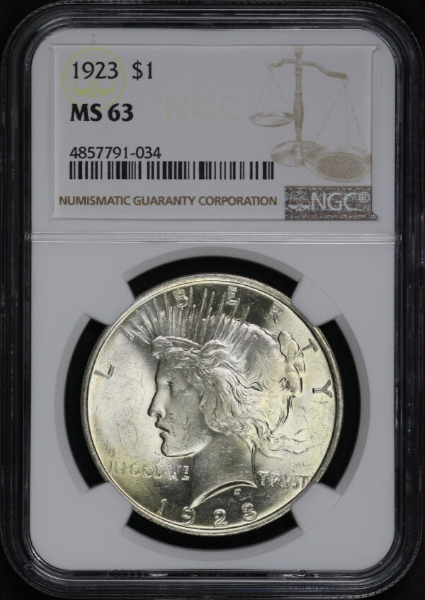 Obverse of this 1923 Peace Dollar NGC MS-63