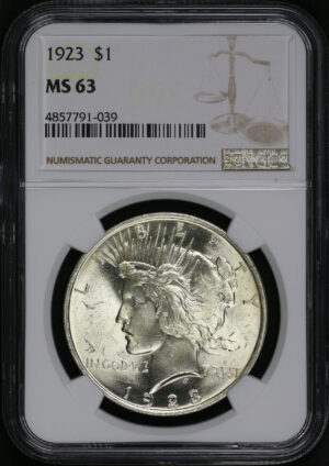 Obverse of this 1923 Peace Dollar NGC MS-63