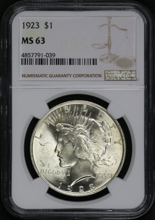 Obverse of this 1923 Peace Dollar NGC MS-63