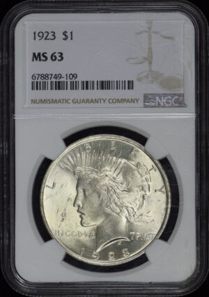Obverse of this 1923 Peace Dollar NGC MS-63
