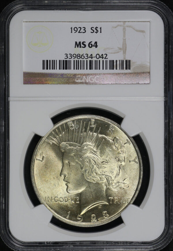 Obverse of this 1923 Peace Dollar NGC MS-64