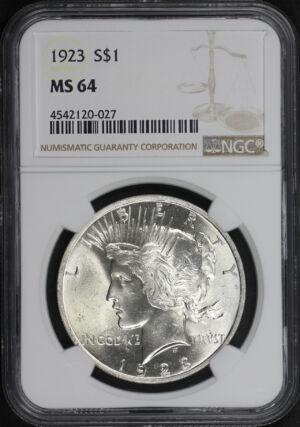Obverse of this 1923 Peace Dollar NGC MS-64