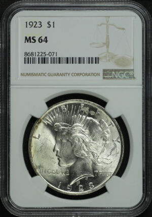 Obverse of this 1923 Peace Dollar NGC MS-64