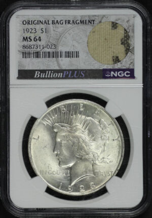 Obverse of this 1923 Peace Dollar NGC MS-64 Original Bag Fragment