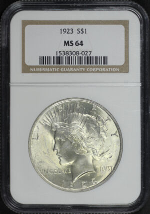 Obverse of this 1923 Peace Dollar NGC MS-64