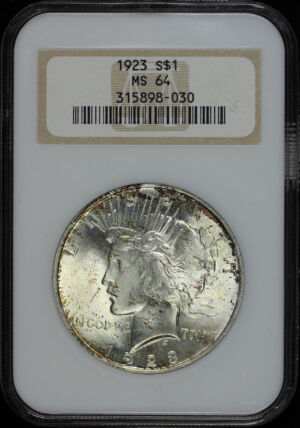 Obverse of this 1923 Peace Dollar NGC MS-64