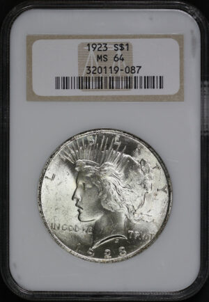 Obverse of this 1923 Peace Dollar NGC MS-64 Old Fatty Holder
