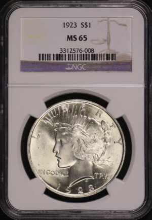 Obverse of this 1923 Peace Dollar NGC MS-65