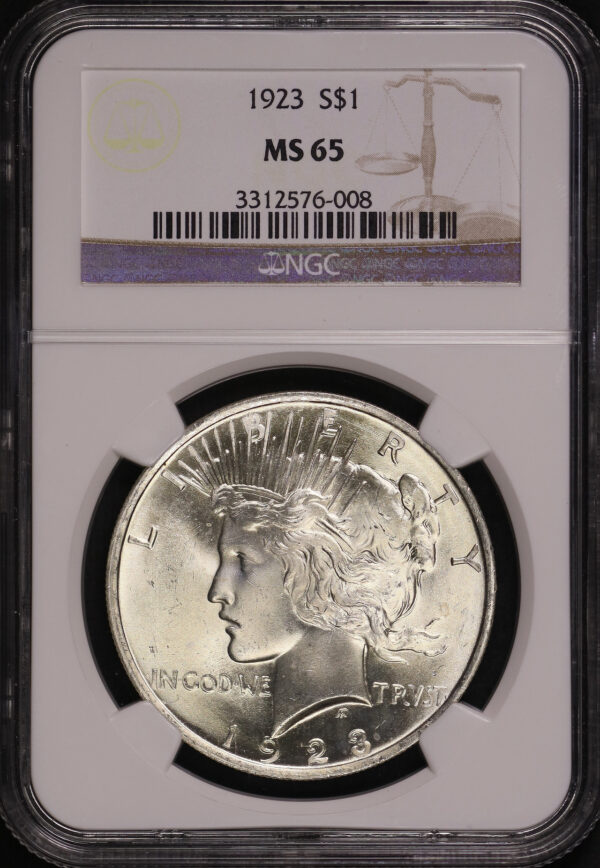 Obverse of this 1923 Peace Dollar NGC MS-65