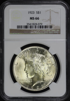 Obverse of this 1923 Peace Dollar NGC MS-66