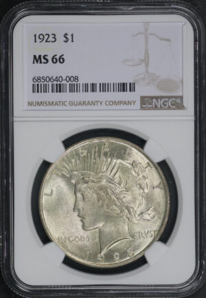 Obverse of this 1923 Peace Dollar NGC MS-66