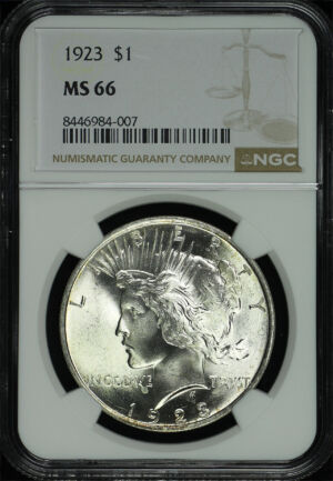 Obverse of this 1923 Peace Dollar NGC MS-66