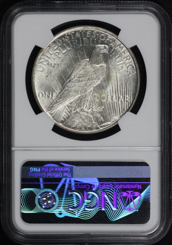 Reverse of this 1923-D Peace Dollar NGC Brilliant Uncirculated 100th Anniversary Label