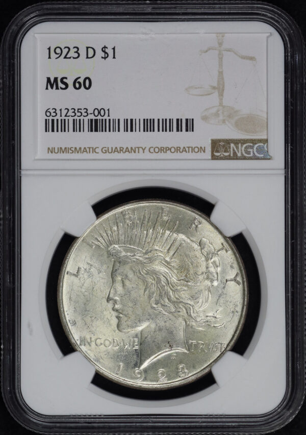 Obverse of this 1923-D Peace Dollar NGC MS-60