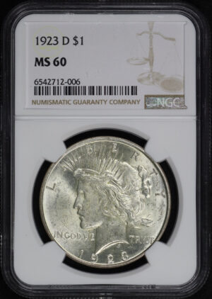 Obverse of this 1923-D Peace Dollar NGC MS-60