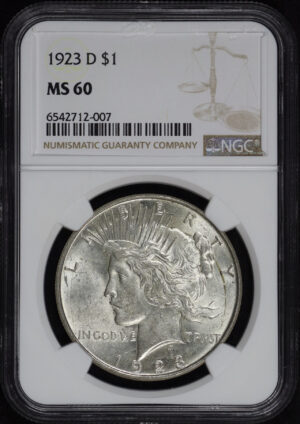 Obverse of this 1923-D Peace Dollar NGC MS-60