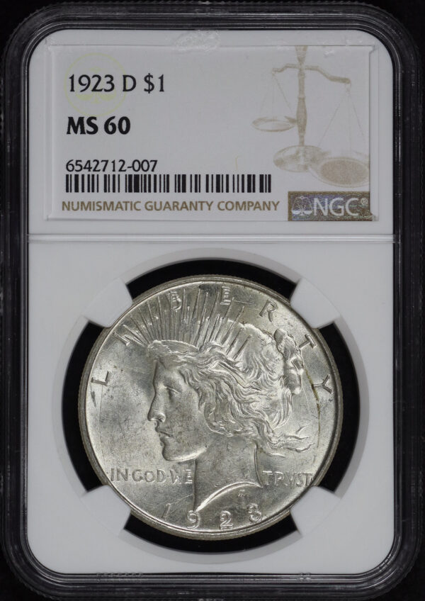 Obverse of this 1923-D Peace Dollar NGC MS-60