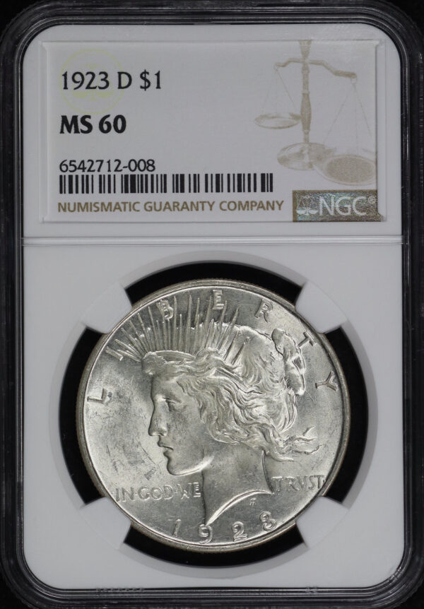 Obverse of this 1923-D Peace Dollar NGC MS-60