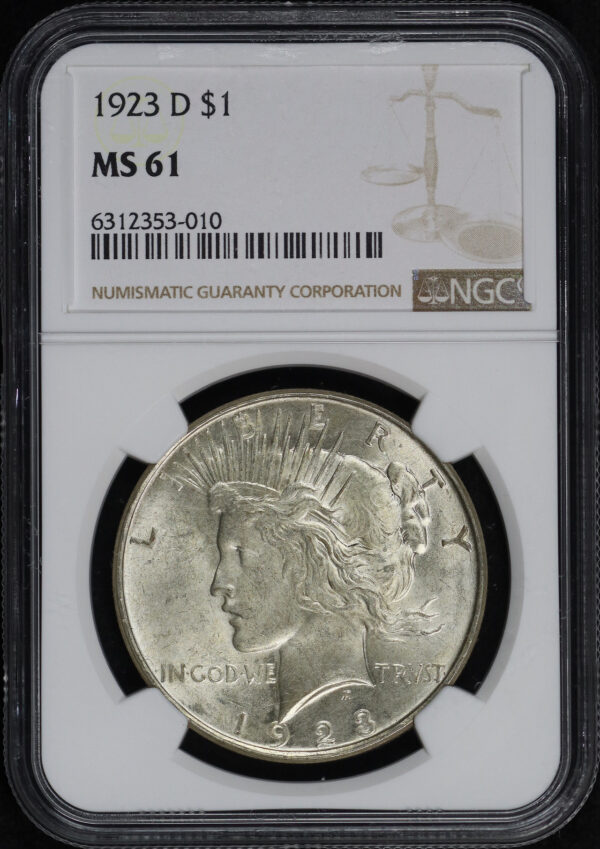 Obverse of this 1923-D Peace Dollar NGC MS-61