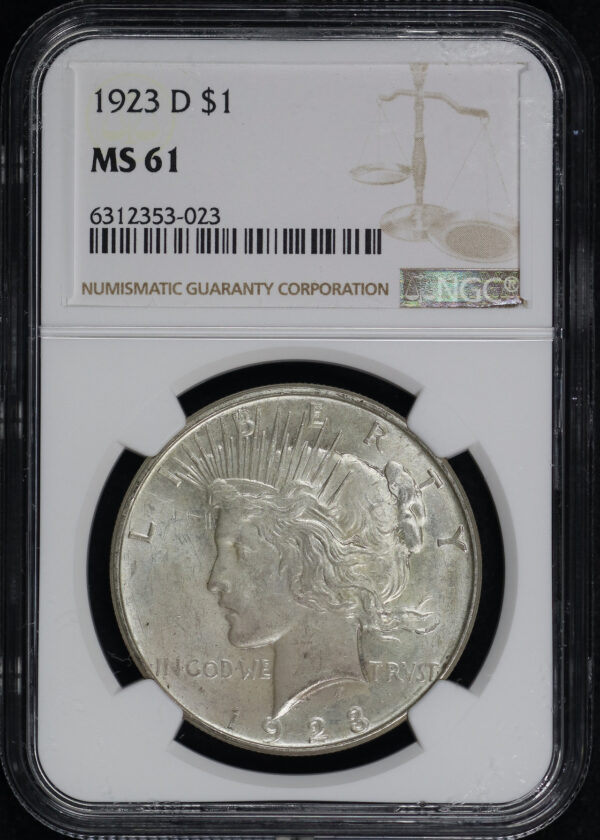 Obverse of this 1923-D Peace Dollar NGC MS-61