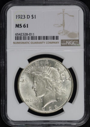 Obverse of this 1923-D Peace Dollar NGC MS-61