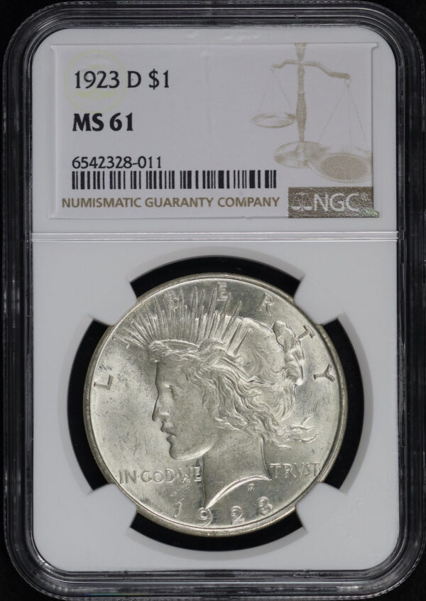 Obverse of this 1923-D Peace Dollar NGC MS-61