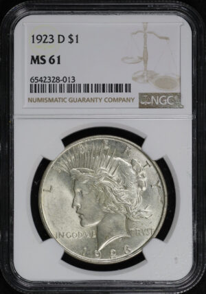 Obverse of this 1923-D Peace Dollar NGC MS-61