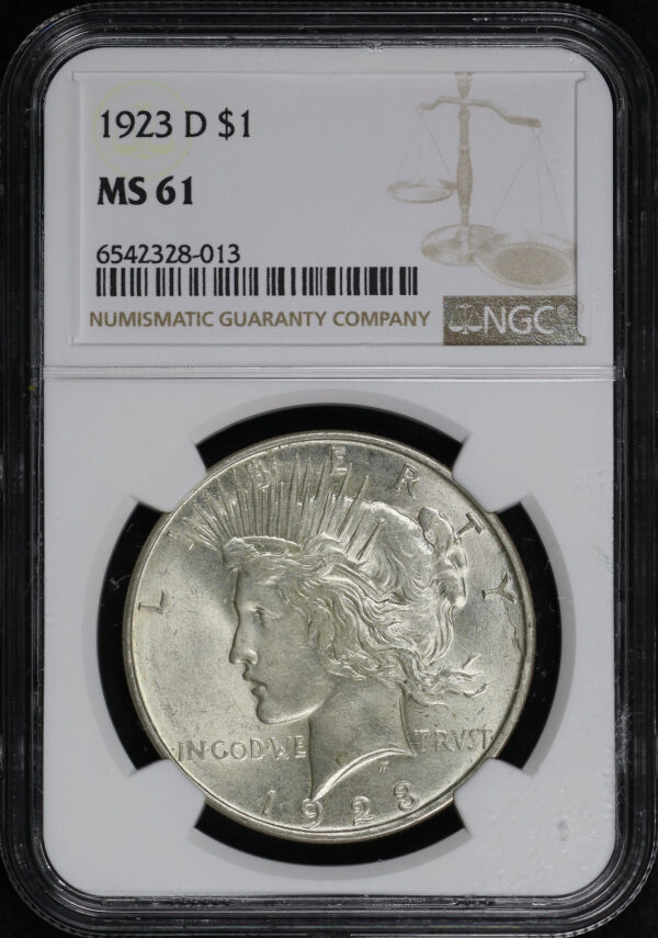 Obverse of this 1923-D Peace Dollar NGC MS-61